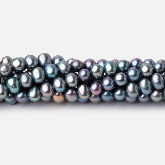 6mm Teal Peacock Off Round Freshwater Pearls 16 inch 85 Beads
