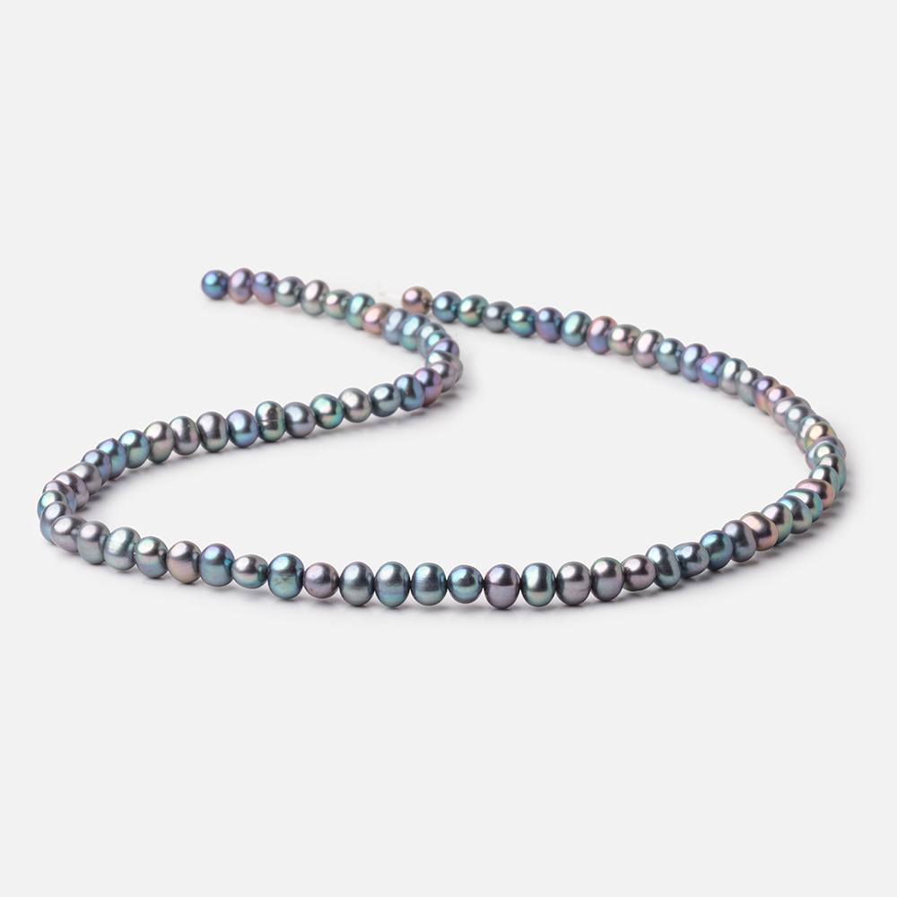 6mm Teal Peacock Off Round Freshwater Pearls 16 inch 85 Beads