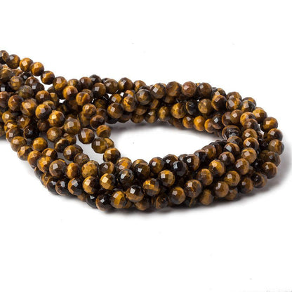 6mm Tiger's Eye Faceted Round Beads 15.5 inch 65 pieces