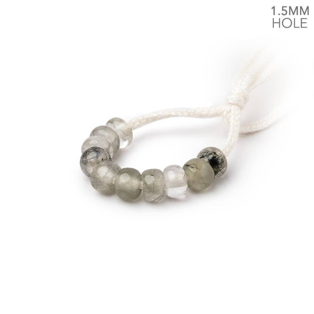 6mm Tourmalinated Quartz 1.5mm Large Hole Plain Rondelle Set of 10
