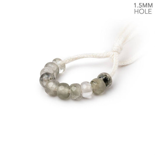 6mm Tourmalinated Quartz 1.5mm Large Hole Plain Rondelle Set of 10
