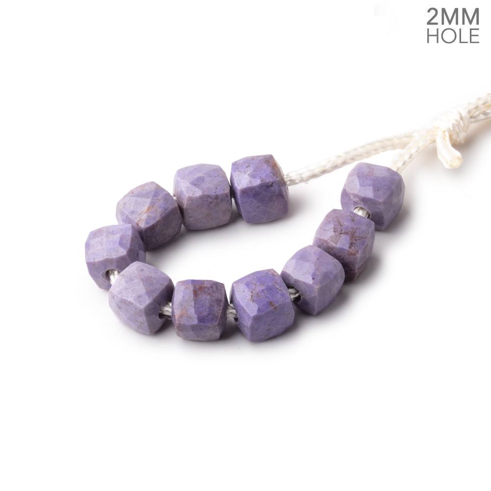 6mm Turkish Purple Jade 2mm Large Hole Faceted Cube Beads Set of 10 pieces