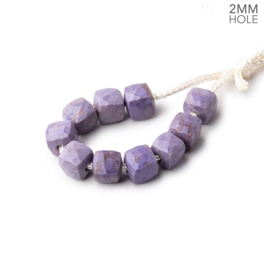 6mm Turkish Purple Jade 2mm Large Hole Faceted Cube Beads Set of 10 pieces