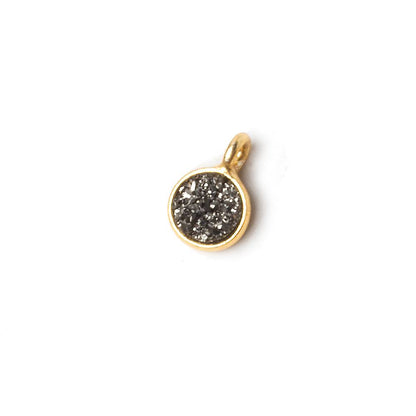 6mm Vermeil Bezel Platinum Micro Drusy Coin Pendant 1 piece with side facing ring