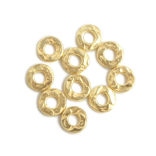 6mm Vermeil Hammered Jump Ring Connector 2.5mm ID Set of 10 pieces