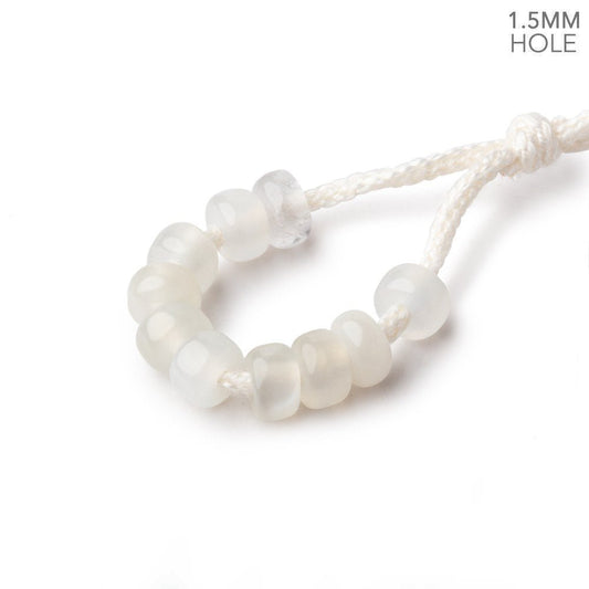 6mm White Moonstone 1.5mm Large Hole Plain Rondelle Set of 10