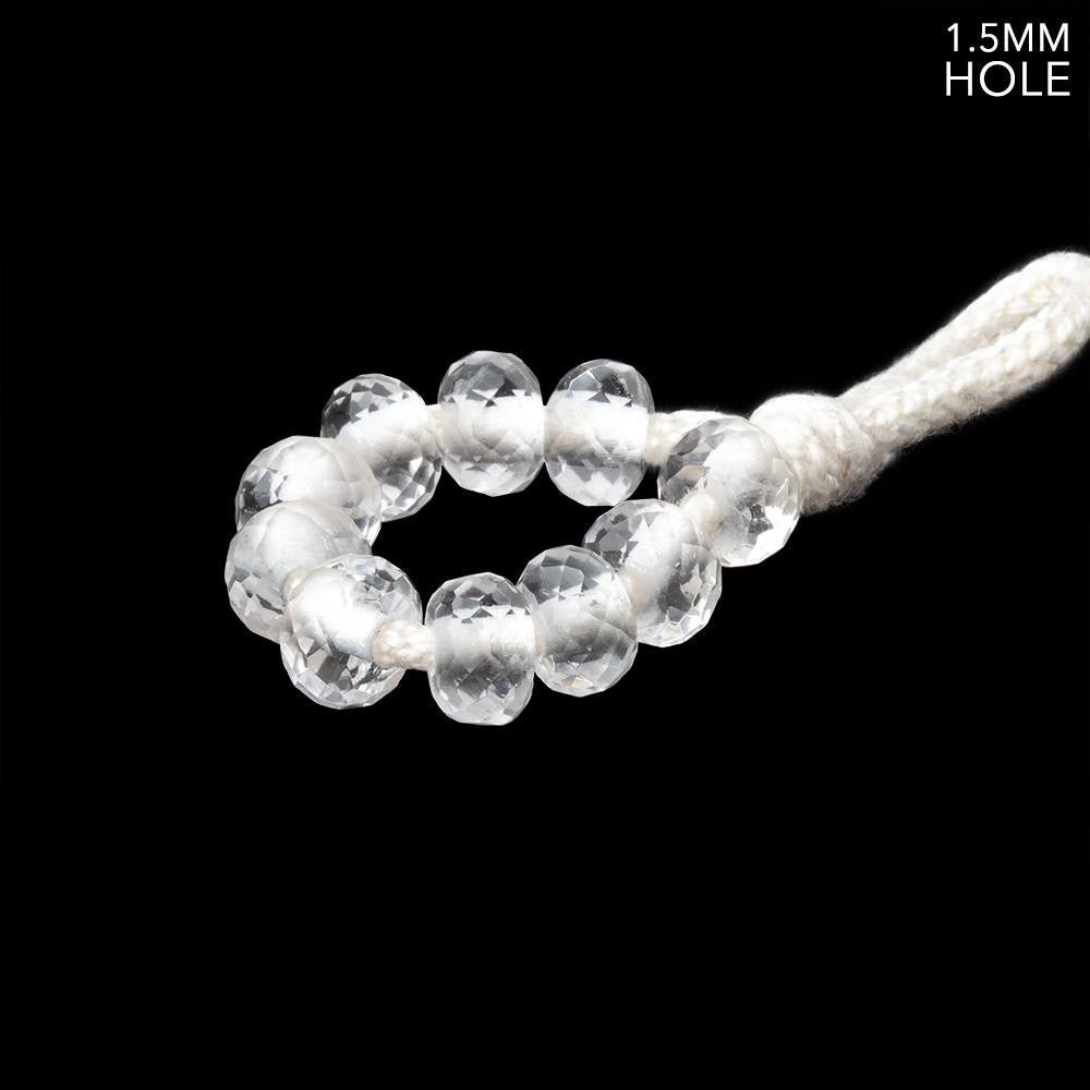 6mm White Topaz 1.5mm Large Hole Faceted Rondelle Bead Set of 10