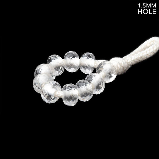 6mm White Topaz 1.5mm Large Hole Faceted Rondelle Bead Set of 10