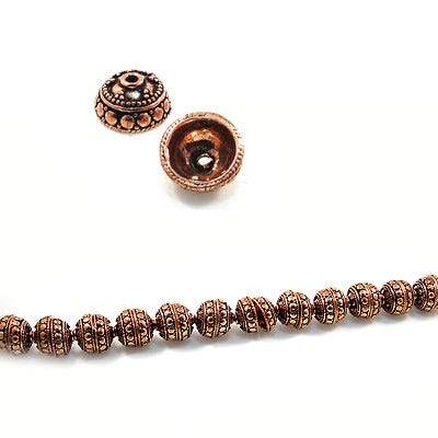 6x10mm Copper Bead Cap 8 inch 40 pcs