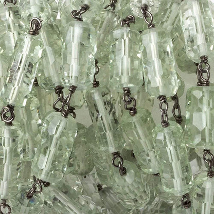 6x11-6x14mm Prasiolite Concave Faceted Tube Black Gold .925 Chain by the foot