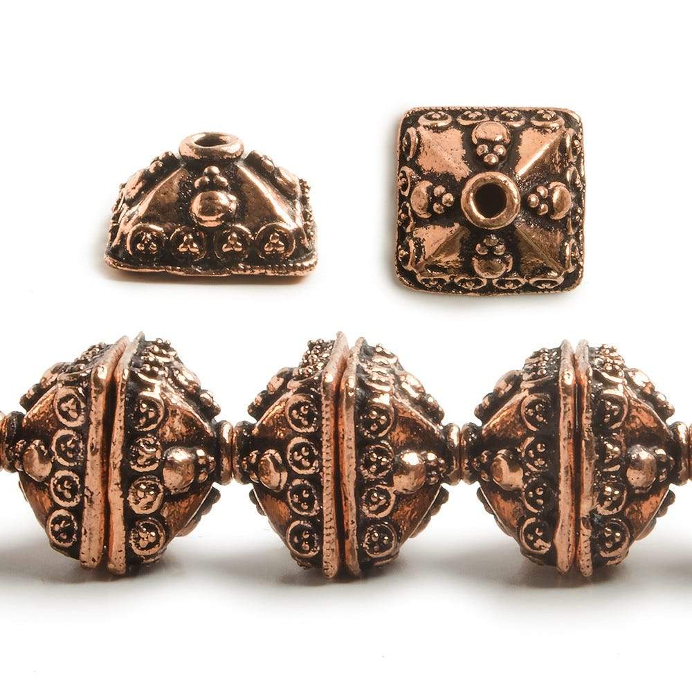 6x14mm Antiqued Copper Square Bali Style Bead Cap 8 inch 28 pcs