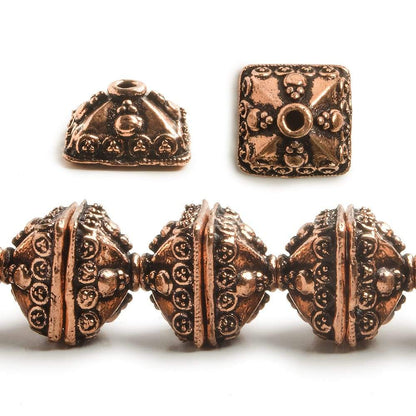 6x14mm Antiqued Copper Square Bali Style Bead Cap 8 inch 28 pcs