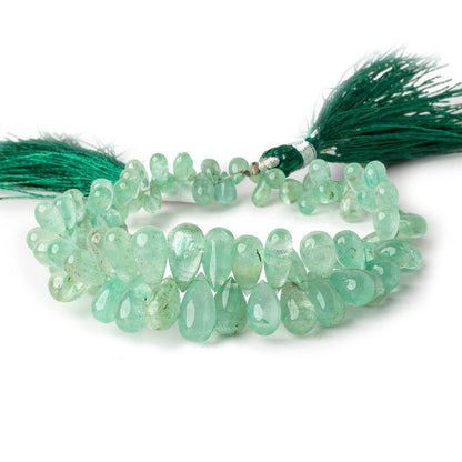 6x3-12x5mm Emerald Plain Teardrop Beads 8 inch 85 pieces