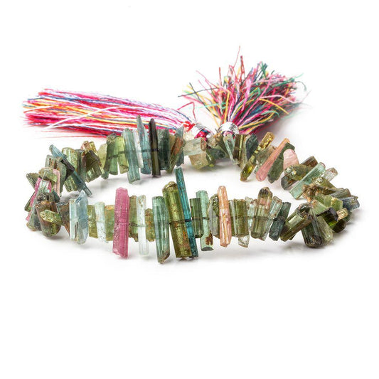 6x3-16x3mm Multi-Color Tourmaline Natural Crystals 7.5 inch 90 beads