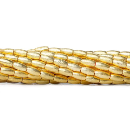 6x3mm 22kt Gold plated Copper Brushed Rice Beads 8 inch 34 pieces