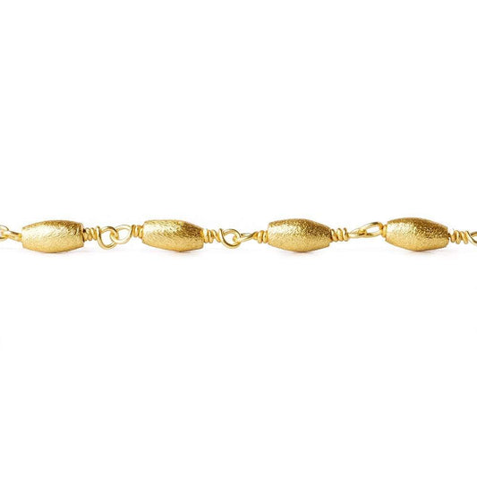 6x3mm 22ktk Gold plated Brushed Rice Gold plated Chain by the foot