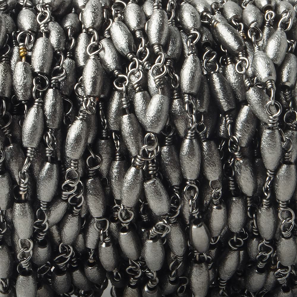 6x3mm Black Gold plated Brushed Rice Black Gold plated Chain by the foot