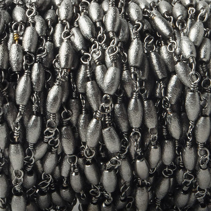 6x3mm Black Gold plated Brushed Rice Black Gold plated Chain by the foot