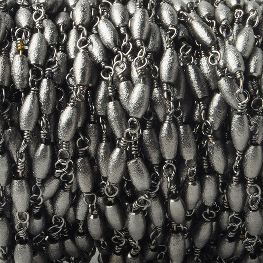 6x3mm Black Gold plated Brushed Rice Black Gold plated Chain by the foot