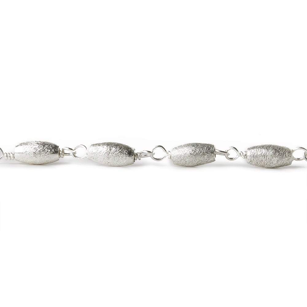 6x3mm Silver plated Brushed Rice Silver plated Chain by the foot
