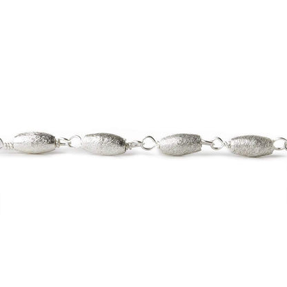 6x3mm Silver plated Brushed Rice Silver plated Chain by the foot