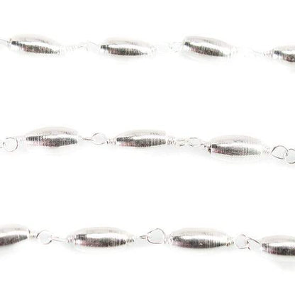 6x3mm Silver plated Rice bead Silver plated Chain by the foot