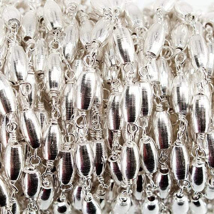 6x3mm Silver plated Rice bead Silver plated Chain by the foot