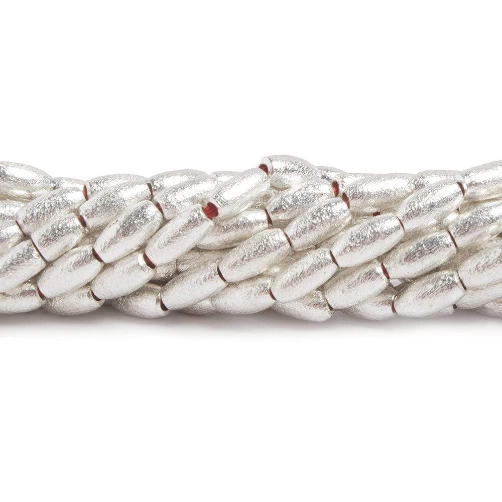 6x3mm Sterling Silver plated Copper Brushed Rice Beads 8 inch 34 pcs