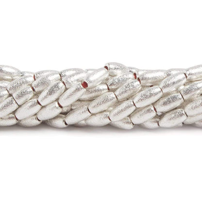 6x3mm Sterling Silver plated Copper Brushed Rice Beads 8 inch 34 pcs