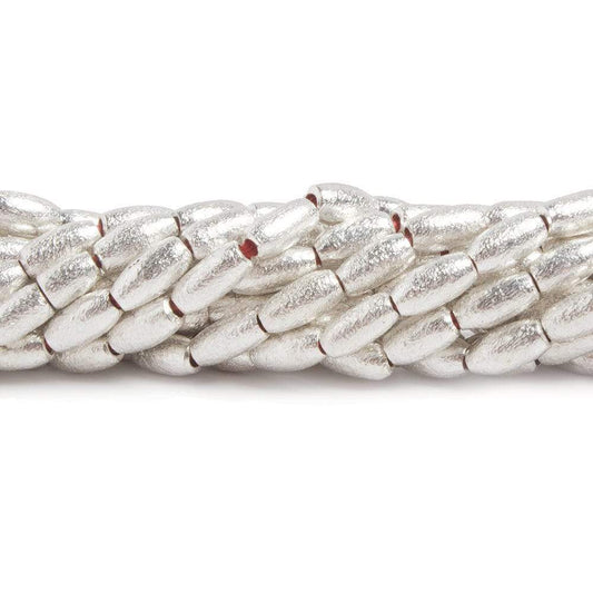 6x3mm Sterling Silver plated Copper Brushed Rice Beads 8 inch 34 pcs