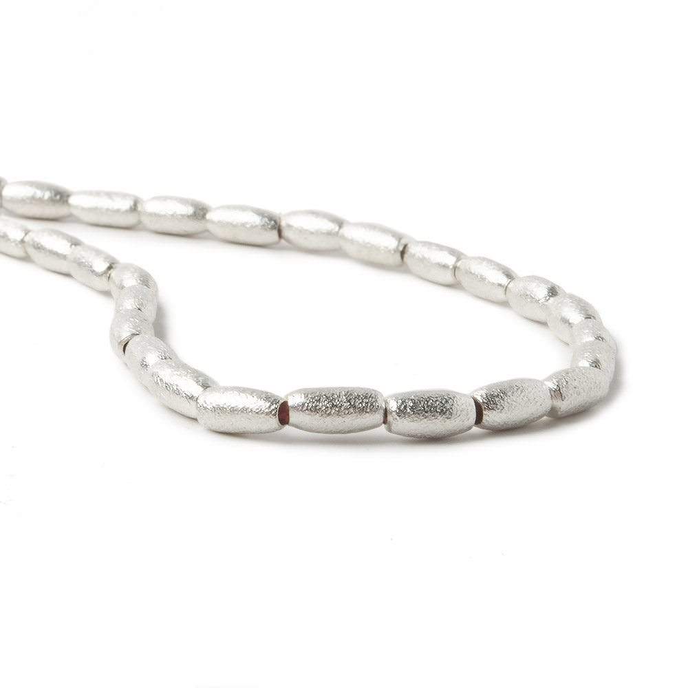 6x3mm Sterling Silver plated Copper Brushed Rice Beads 8 inch 34 pcs