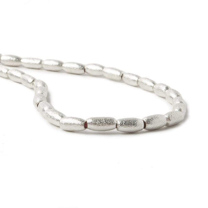 6x3mm Sterling Silver plated Copper Brushed Rice Beads 8 inch 34 pcs