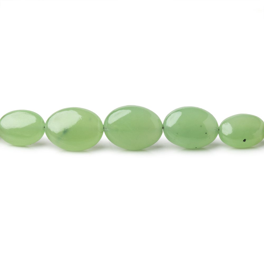 Natural Green Burma Jade Plain Oval Beads 18 inch 56 pieces AA