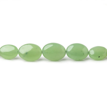 Natural Green Burma Jade Plain Oval Beads 18 inch 56 pieces AA