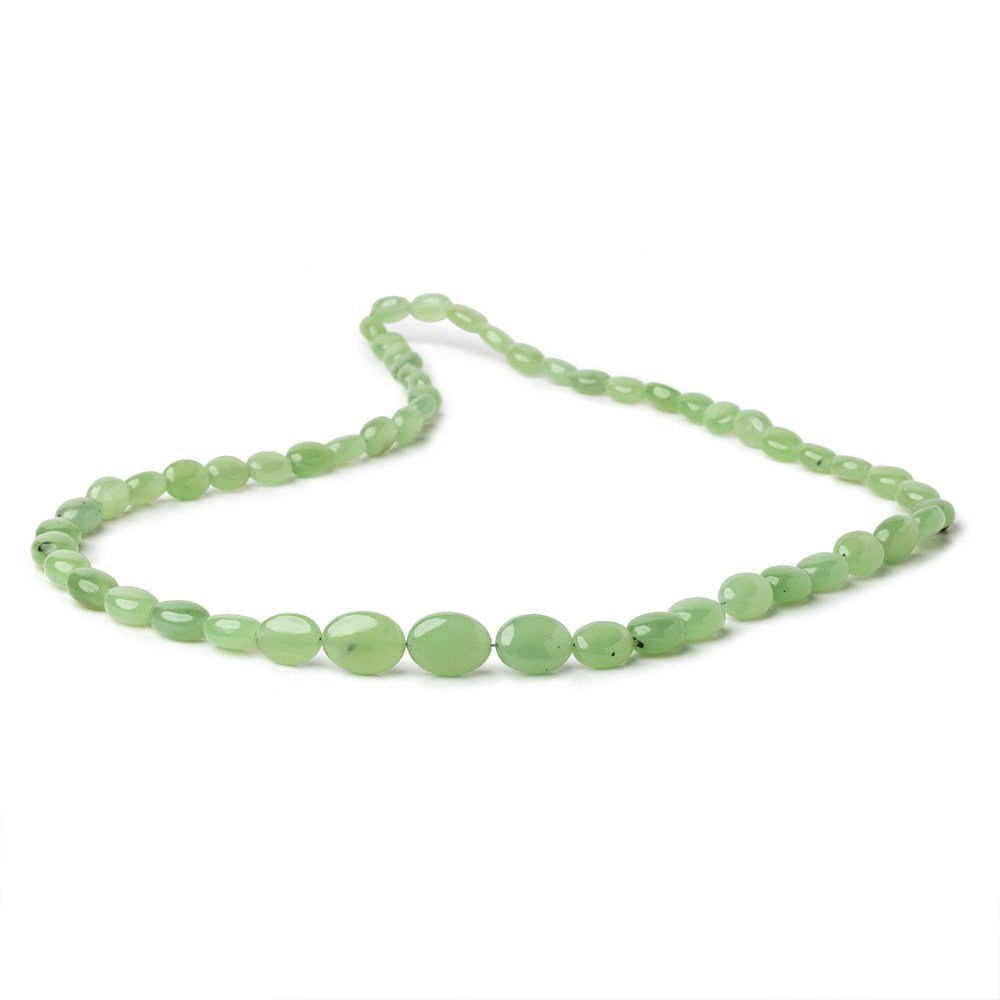 Natural Green Burma Jade Plain Oval Beads 18 inch 56 pieces AA
