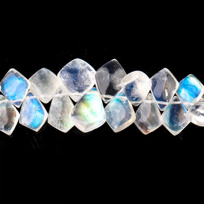 6x4-10x9mm Rainbow Moonstone Plain Shield Beads 6.5 inch 58 pieces AA