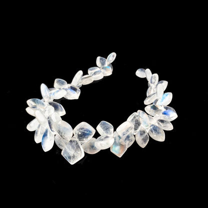 6x4-10x9mm Rainbow Moonstone Plain Shield Beads 6.5 inch 58 pieces AA