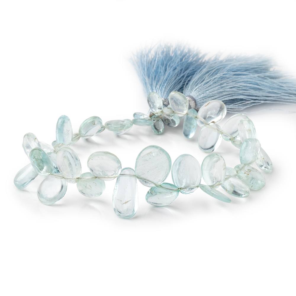 6x4-12x10mm Aquamarine Plain Freeshape Beads 7 inch 38 pieces