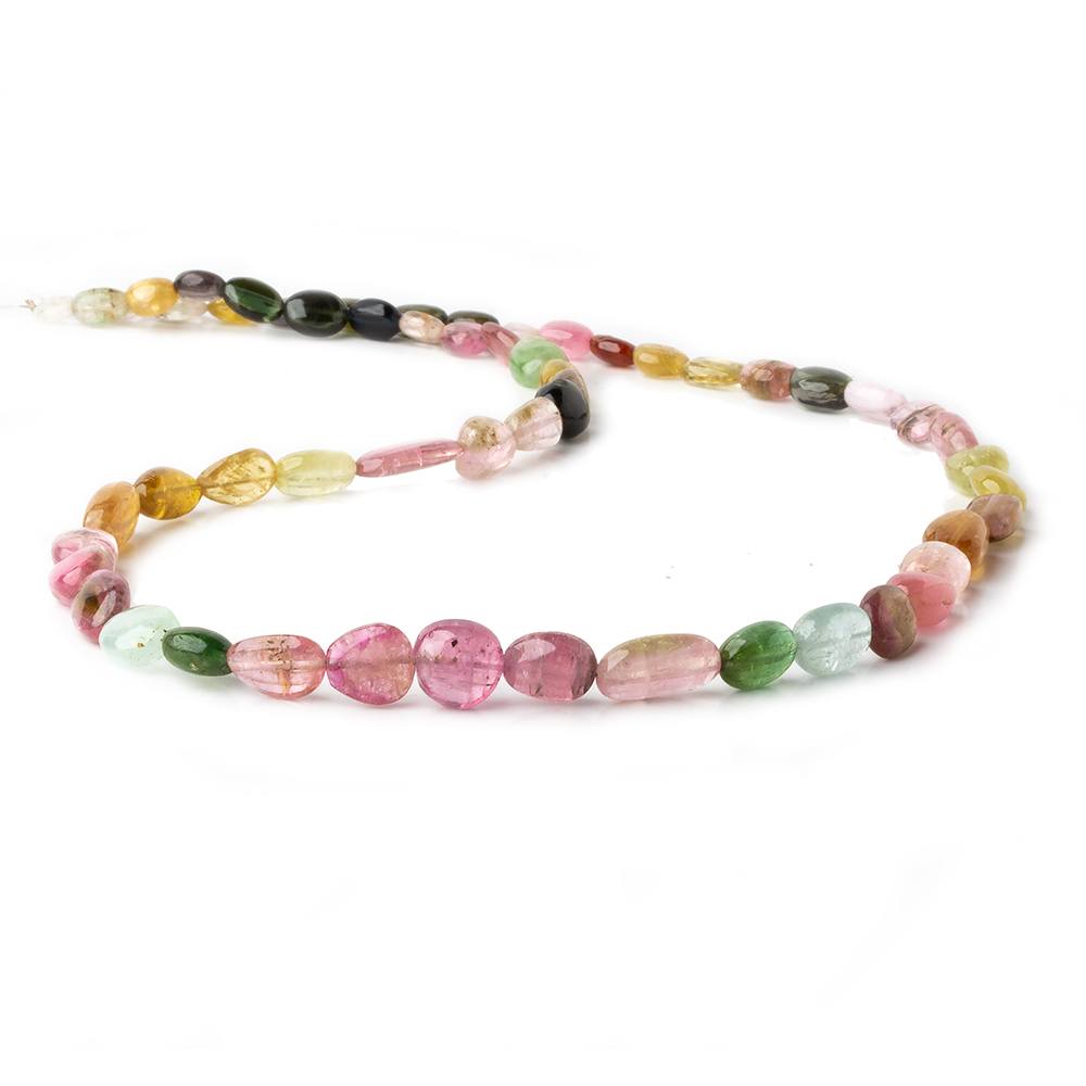 6x4-12x6mm Multi Color Tourmaline plain nugget beads 18 inch 55 pieces A