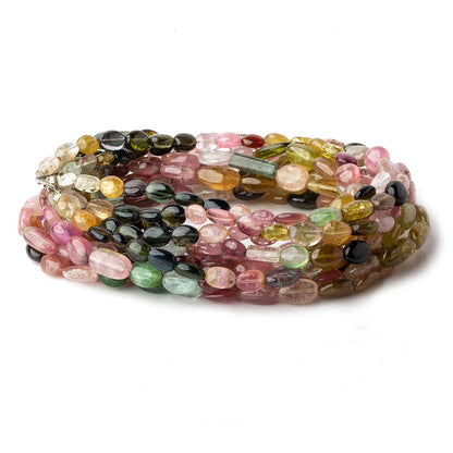 6x4-12x6mm Multi Color Tourmaline plain nugget beads 18 inch 55 pieces A