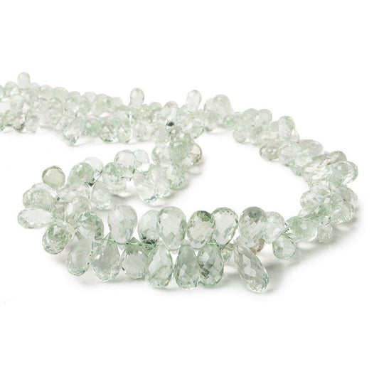 6x4-13x6mm Prasiolite (Green Amethyst) Faceted Tear Drops Beads 16 inch 177 pcs