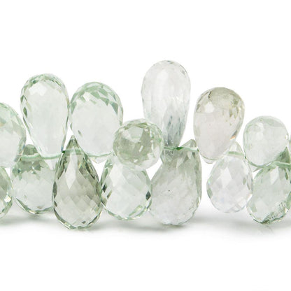 6x4-13x6mm Prasiolite (Green Amethyst) Faceted Tear Drops Beads 16 inch 177 pcs