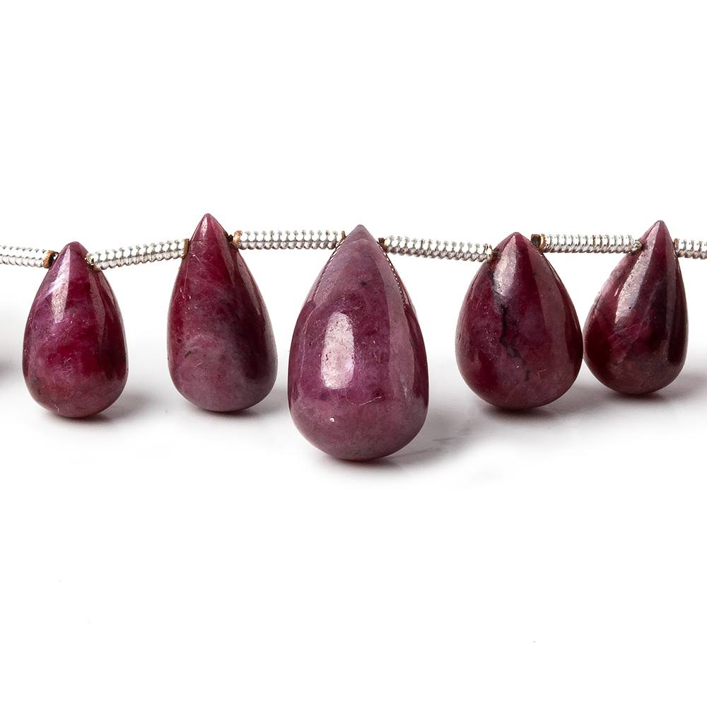 6x4-14x8mm Ruby Plain Tear Drop beads 8 inch 33 pieces AA
