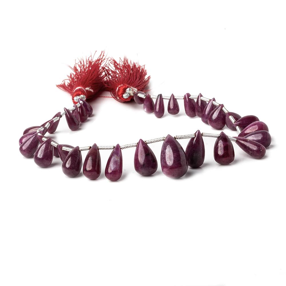 6x4-14x8mm Ruby Plain Tear Drops 8 inch 30 beads A