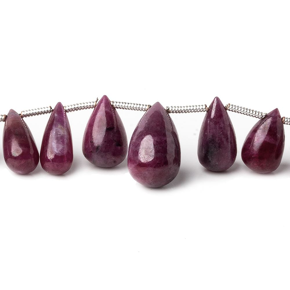 6x4-14x8mm Ruby Plain Tear Drops 8 inch 30 beads A