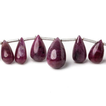 6x4-14x8mm Ruby Plain Tear Drops 8 inch 30 beads A