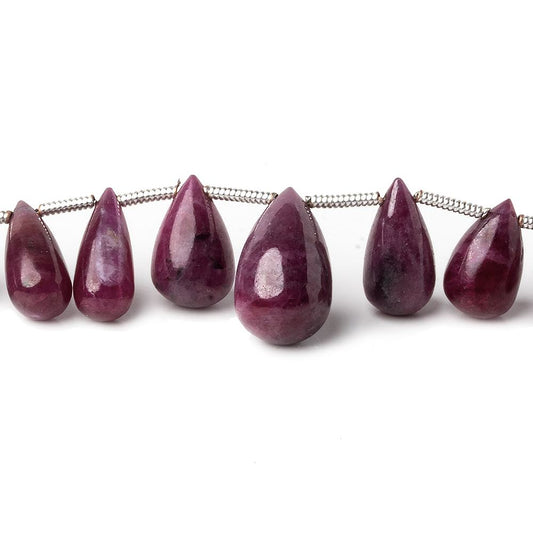 6x4-14x8mm Ruby Plain Tear Drops 8 inch 30 beads A