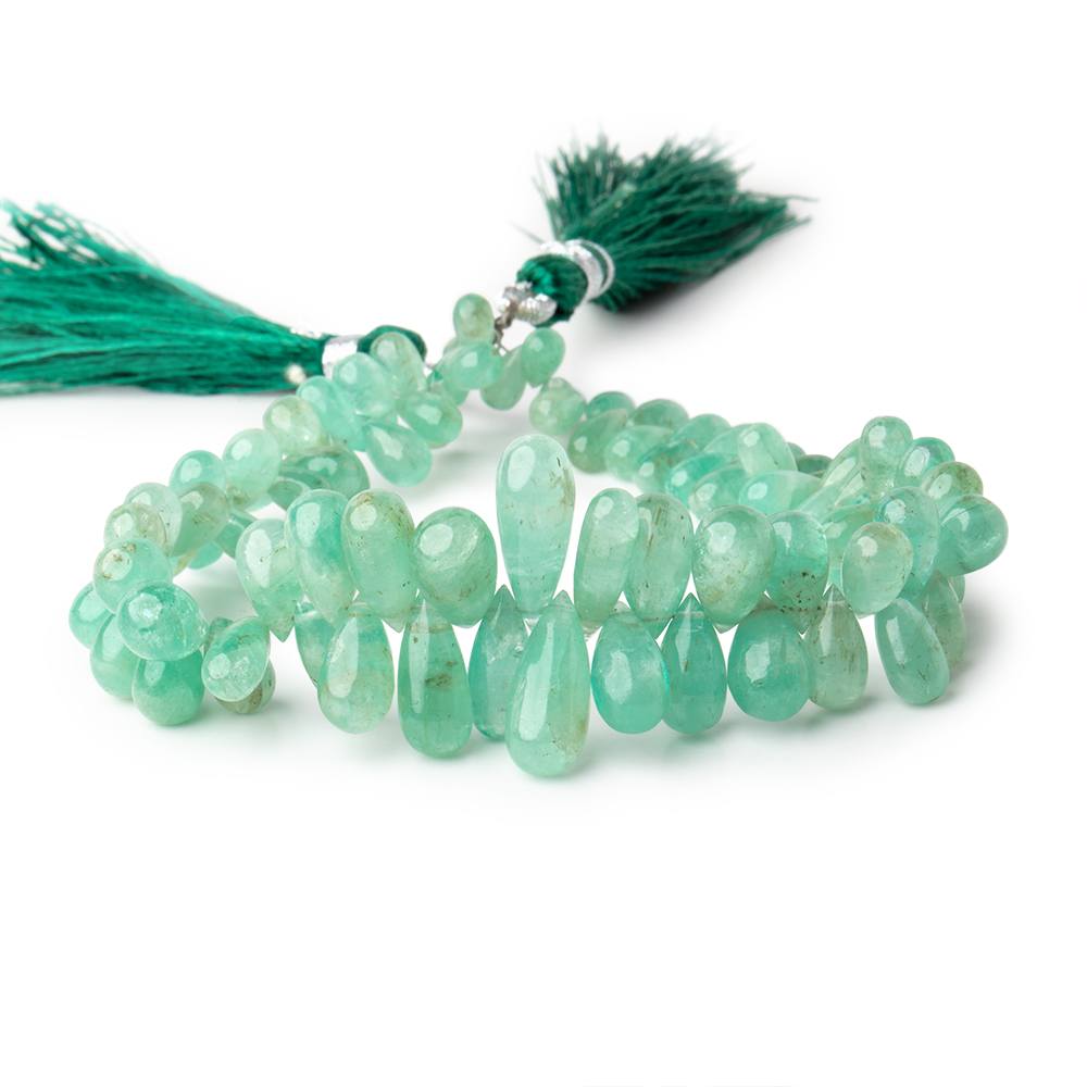 6x4-15x6mm Colombian Emerald Plain Tear Drop Beads 8.25 inch 84 pieces