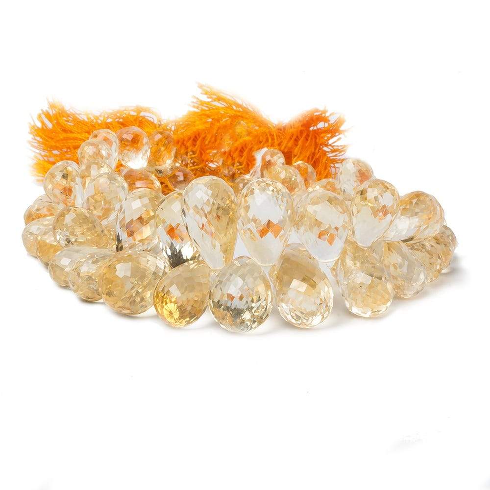 6x4-19.5x10mm Citrine Tear Drop Briolette 7.5 inch 66 pieces