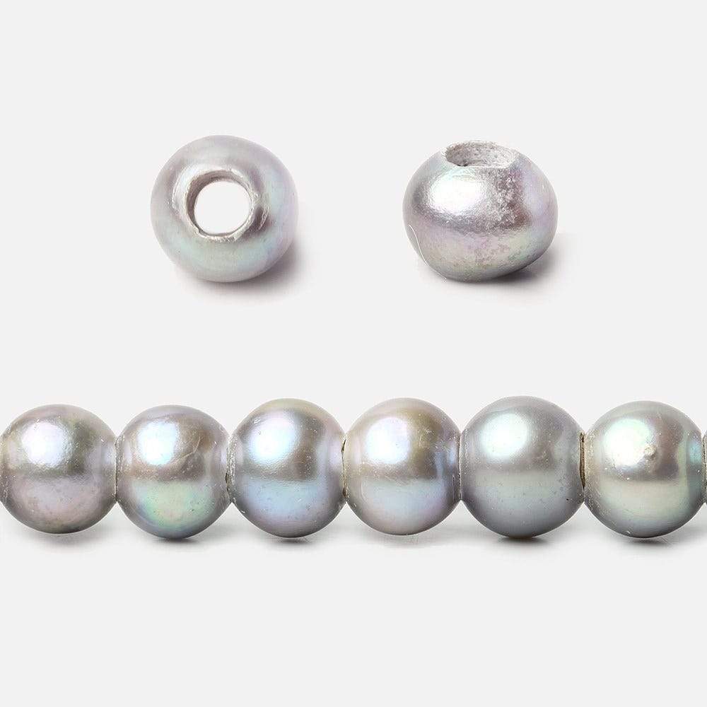 6x4-6.5x5mm Lilac Silver Large Hole Off Round Pearl 2.5mm drill hole 15 inch 74 pieces